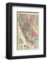 Map of the States of California and Nevada, c.1877-Thos^ H^ Thompson-Framed Art Print