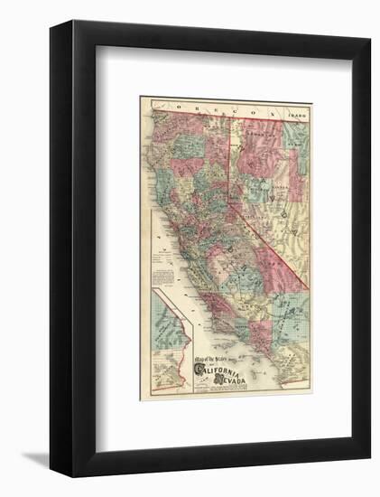 Map of the States of California and Nevada, c.1877-Thos^ H^ Thompson-Framed Art Print