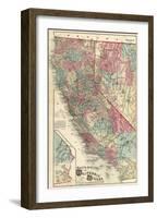 Map of the States of California and Nevada, c.1877-Thos^ H^ Thompson-Framed Art Print