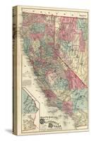 Map of the States of California and Nevada, c.1877-Thos^ H^ Thompson-Stretched Canvas