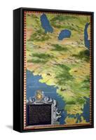 Map of the Strait of Magellan-Stefano Bonsignori-Framed Stretched Canvas