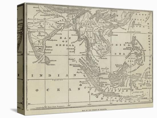 Map of the Strait of Malacca-John Dower-Stretched Canvas