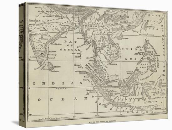 Map of the Strait of Malacca-John Dower-Stretched Canvas