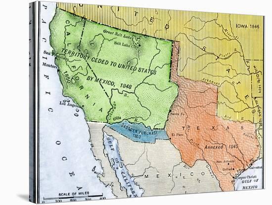 Map of the Territory Ceded by Mexico to the U.S. after the Mexican-American War, c.1848-1853-null-Stretched Canvas