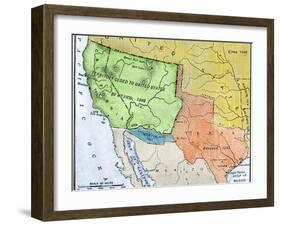 Map of the Territory Ceded by Mexico to the U.S. after the Mexican-American War, c.1848-1853-null-Framed Giclee Print