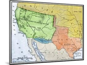 Map of the Territory Ceded by Mexico to the U.S. after the Mexican-American War, c.1848-1853-null-Mounted Giclee Print