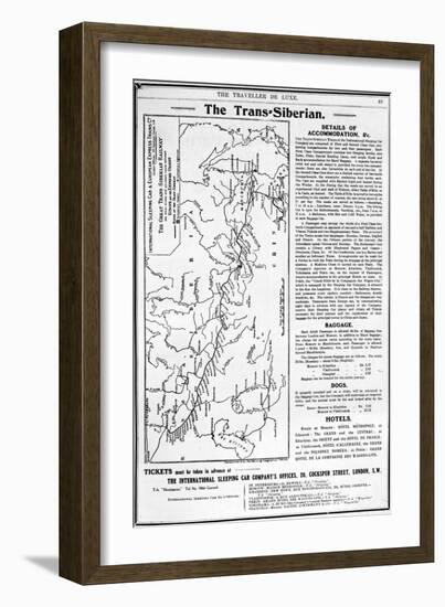 Map of the Trans-Siberian Railway, Produced by J. Bartholomew and Co., c.1920-English School-Framed Giclee Print