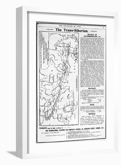 Map of the Trans-Siberian Railway, Produced by J. Bartholomew and Co., c.1920-English School-Framed Giclee Print