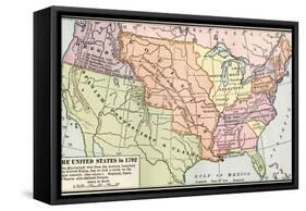 Map of the U.S. in 1792, Showing Colonial Claims on Oregon Territory-null-Framed Stretched Canvas