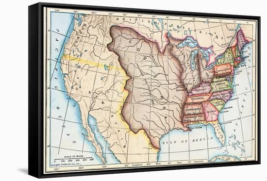 Map of the U.S. in 1803, Showing the Louisiana Purchase-null-Framed Stretched Canvas