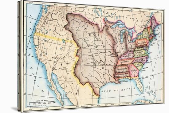 Map of the U.S. in 1803, Showing the Louisiana Purchase-null-Stretched Canvas
