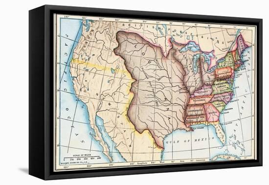 Map of the U.S. in 1803, Showing the Louisiana Purchase-null-Framed Stretched Canvas