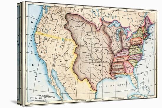 Map of the U.S. in 1803, Showing the Louisiana Purchase-null-Stretched Canvas