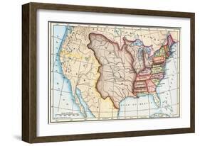 Map of the U.S. in 1803, Showing the Louisiana Purchase-null-Framed Giclee Print