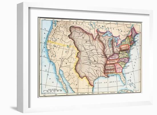 Map of the U.S. in 1803, Showing the Louisiana Purchase-null-Framed Giclee Print