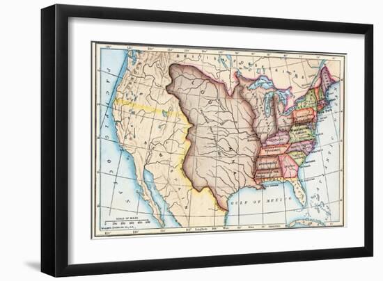 Map of the U.S. in 1803, Showing the Louisiana Purchase-null-Framed Premium Giclee Print