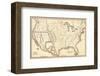 Map of the United States and Texas, Mexico and Guatimala, c.1839-Samuel Augustus Mitchell-Framed Art Print