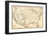 Map of the United States and Texas, Mexico and Guatimala, c.1839-Samuel Augustus Mitchell-Framed Art Print