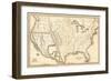 Map of the United States and Texas, Mexico and Guatimala, c.1839-Samuel Augustus Mitchell-Framed Art Print