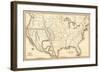 Map of the United States and Texas, Mexico and Guatimala, c.1839-Samuel Augustus Mitchell-Framed Art Print