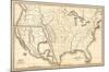 Map of the United States and Texas, Mexico and Guatimala, c.1839-Samuel Augustus Mitchell-Mounted Art Print