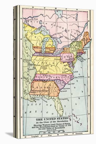 Map of the United States at the Close of the American Revolution, c.1783-null-Stretched Canvas