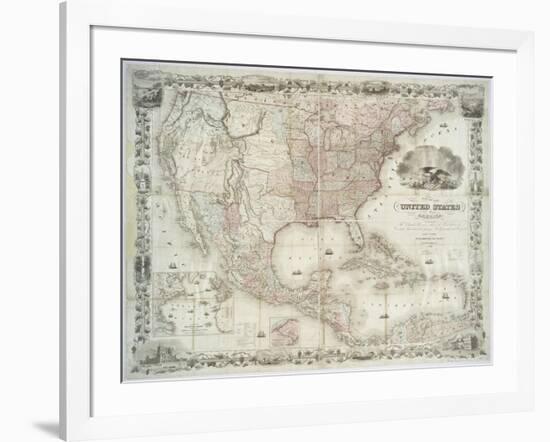 Map of the United States, British provinces, Mexico, West Indies and Central America, 1850-American School-Framed Giclee Print