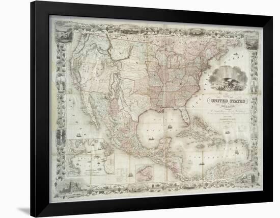 Map of the United States, British provinces, Mexico, West Indies and Central America, 1850-American School-Framed Giclee Print