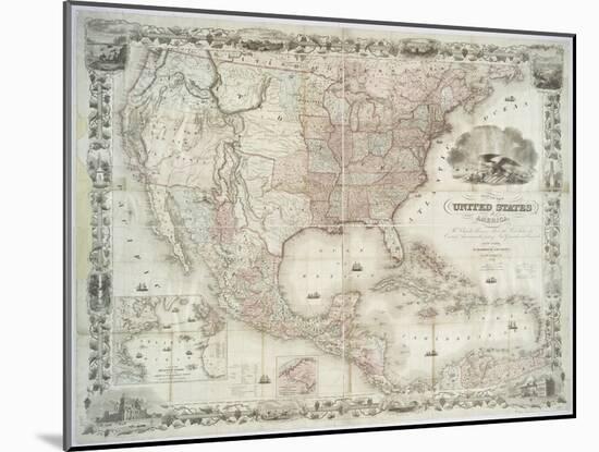 Map of the United States, British provinces, Mexico, West Indies and Central America, 1850-American School-Mounted Giclee Print