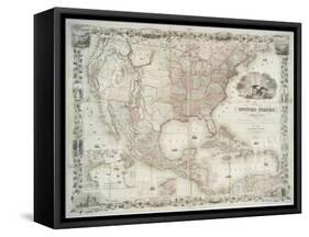 Map of the United States, British provinces, Mexico, West Indies and Central America, 1850-American School-Framed Stretched Canvas