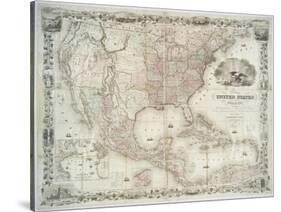 Map of the United States, British provinces, Mexico, West Indies and Central America, 1850-American School-Stretched Canvas