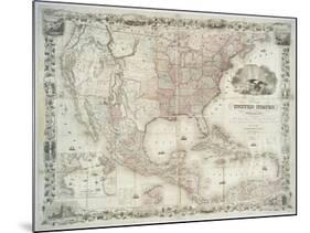 Map of the United States, British provinces, Mexico, West Indies and Central America, 1850-American School-Mounted Giclee Print