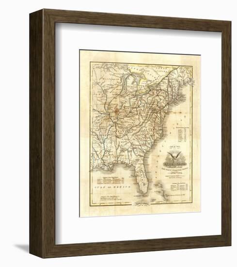 Map of The United States, c.1845-John Warner Barber-Framed Art Print