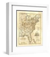 Map of The United States, c.1845-John Warner Barber-Framed Art Print