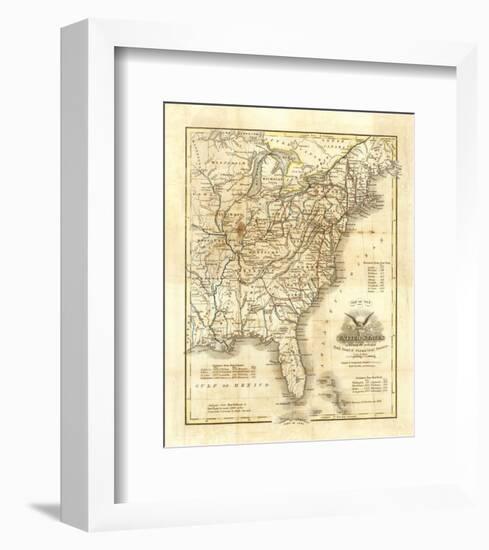 Map of The United States, c.1845-John Warner Barber-Framed Art Print