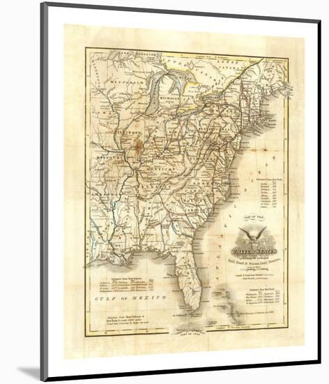 Map of The United States, c.1845-John Warner Barber-Mounted Art Print