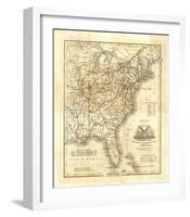 Map of The United States, c.1845-John Warner Barber-Framed Art Print