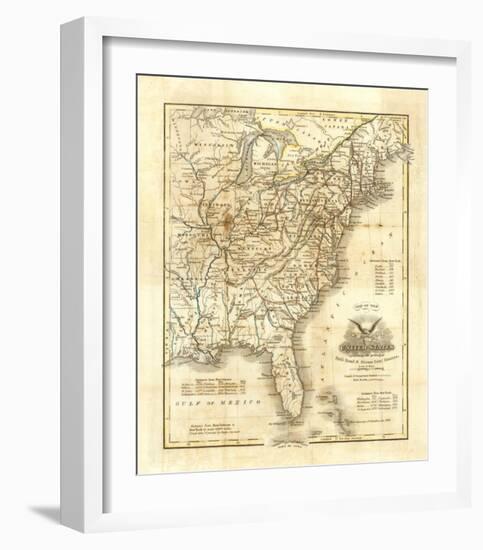 Map of The United States, c.1845-John Warner Barber-Framed Art Print