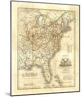 Map of The United States, c.1845-John Warner Barber-Mounted Art Print