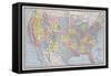 Map of the United States (Coloured Engraving)-American School-Framed Stretched Canvas