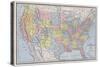 Map of the United States (Coloured Engraving)-American School-Stretched Canvas