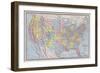 Map of the United States (Coloured Engraving)-American School-Framed Giclee Print