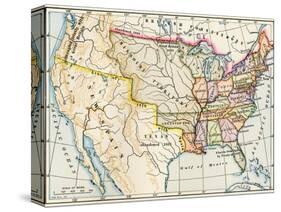 Map of the United States in 1819, Showing Territory under Spanish and British Control-null-Stretched Canvas