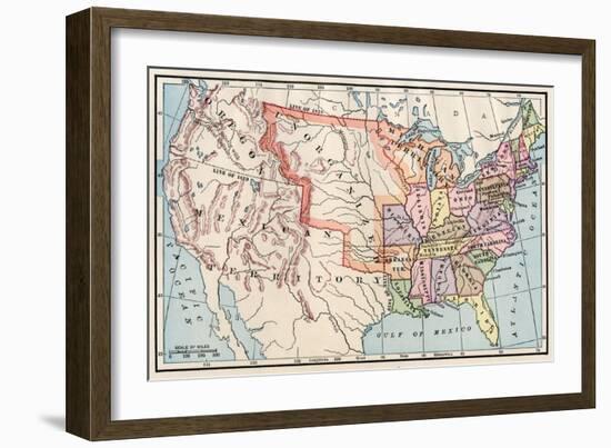 Map of the United States in 1830-null-Framed Giclee Print