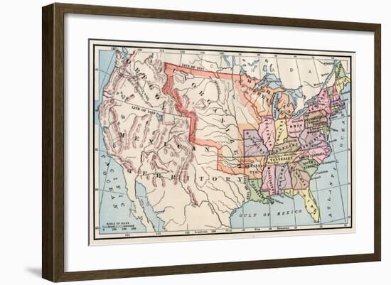 Map of the United States in 1830-null-Framed Giclee Print