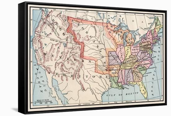 Map of the United States in 1830-null-Framed Stretched Canvas