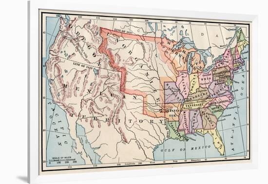 Map of the United States in 1830-null-Framed Giclee Print