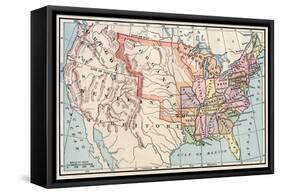 Map of the United States in 1830-null-Framed Stretched Canvas