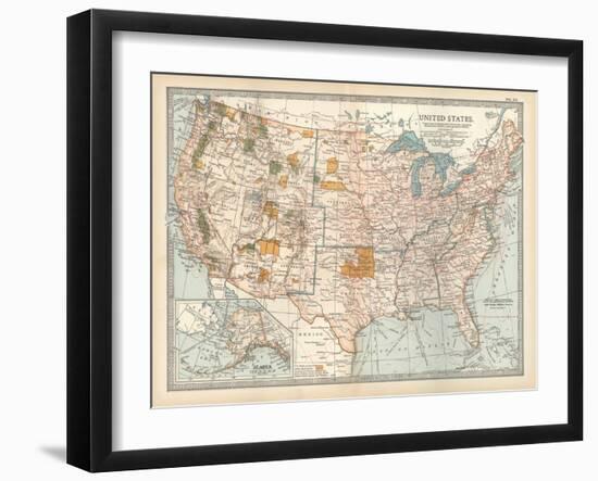 Map of the United States. Inset of Alaska-Encyclopaedia Britannica-Framed Art Print