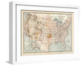 Map of the United States. Inset of Alaska-Encyclopaedia Britannica-Framed Art Print